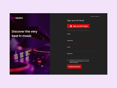 Music Sign-up Page