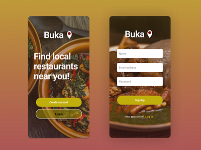 Sign Up form for restaurant app dailyui red restaurant restaurant app signup yellow