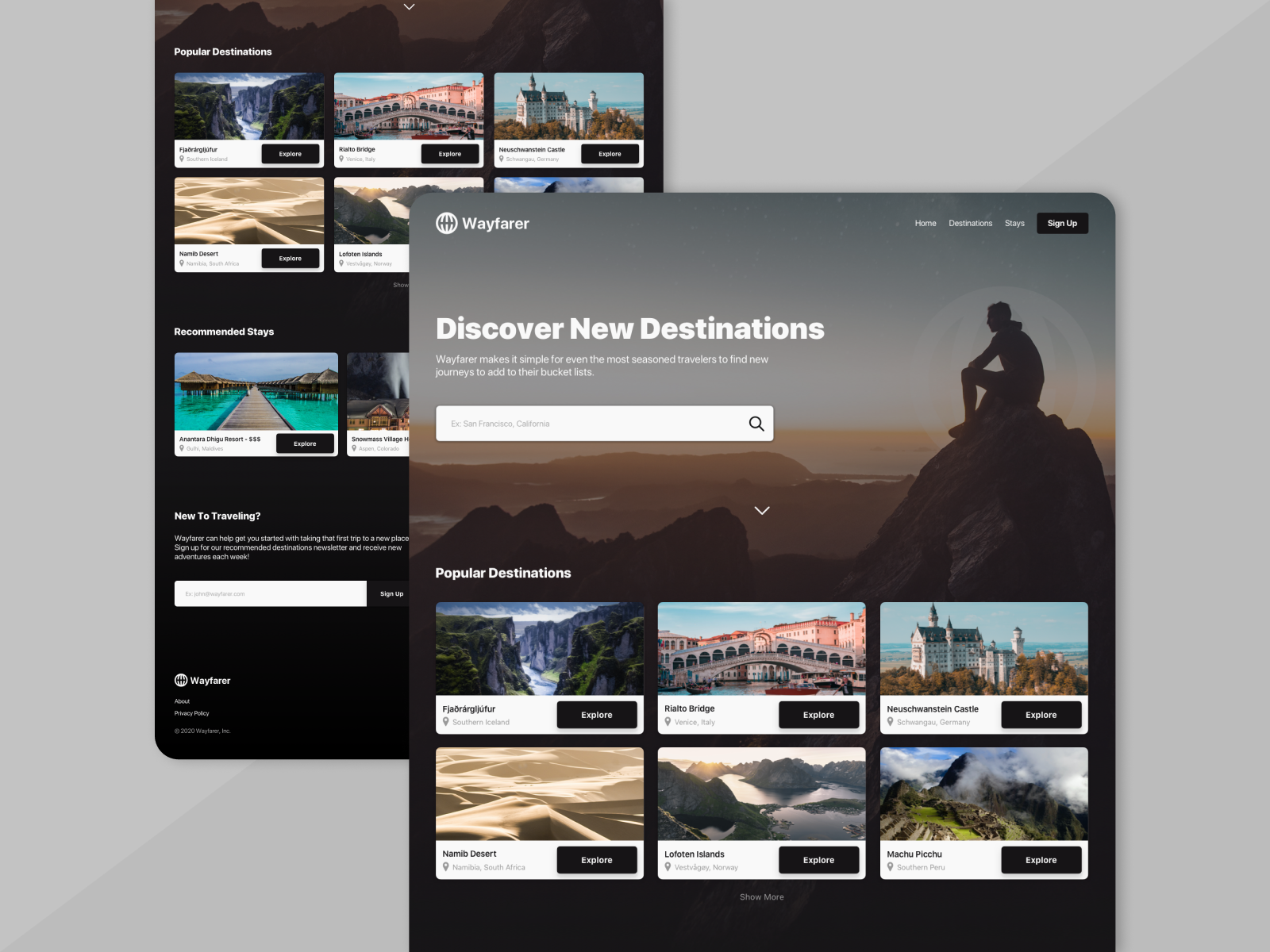 Travel Destination site by David Gilman on Dribbble