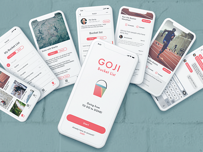 Goji - Bucket list app UI app logo logodesign ui ux uxui