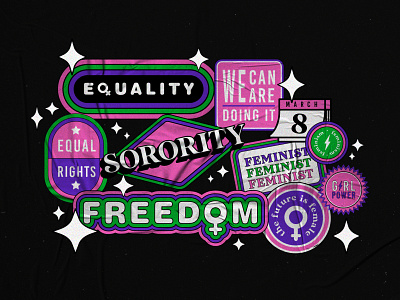 International Women's Day ♀ 8 march design feminism feminist girl power illustrator minimal stickers typography vector woman womens womens day
