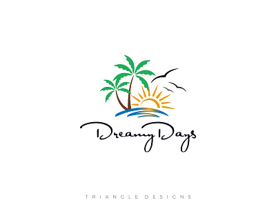 Dreamy Days Logo Design beach logo branding flat design island logo logo minimalist logo travel logo vector