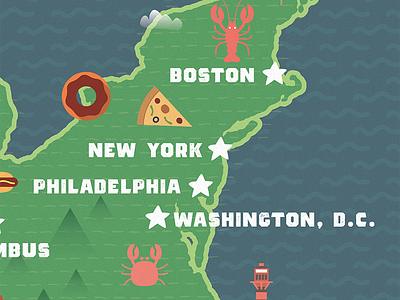 WIP Food Map boston crab donut food food trucks lobster map new york philadelphia pizza us map washington dc