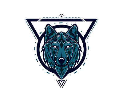 Mystical Wolf Illustration animal cloth colors custom frame geometry head line logo mascot merchandise poster power scared shop strength strong t shirt design wild