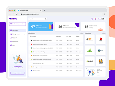 EventByMe company app ui ux design web