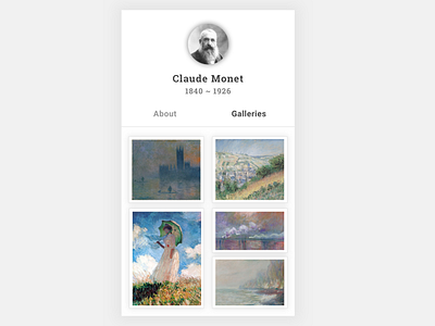 #6 Daily UI Challenge / Monet Profile Page app artist daily 006 dailyuichallenge monet painter profile profilepage ui ux
