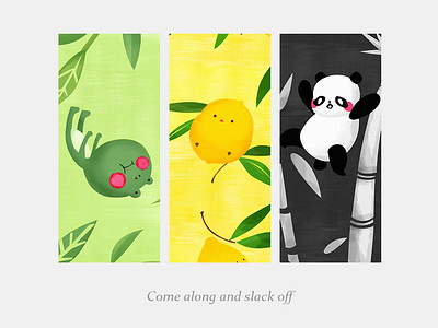 Come along and slack off animal chicken illustration lovely panda yellow