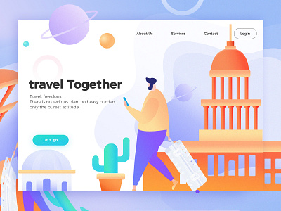 Travel illustration app design dream illustration travel type ui ux web