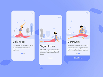 Onboarding Design Concept for Daily Yoga App adobe after effects after effects after effects animation animation daily yoga dailyui dailyui 023 dailyuichallenge flat interaction design motion purple rigging ui ui ux ux yoga