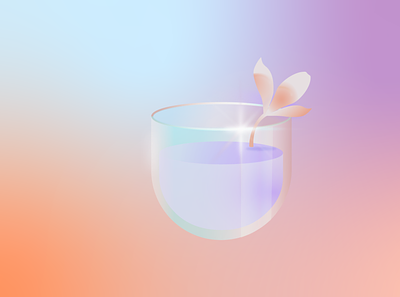 Glass Flower beige blue flower glass gradient potion