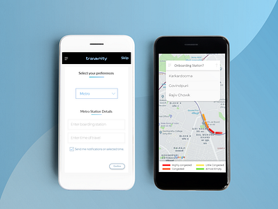 Travenity - UI map metro travel ui