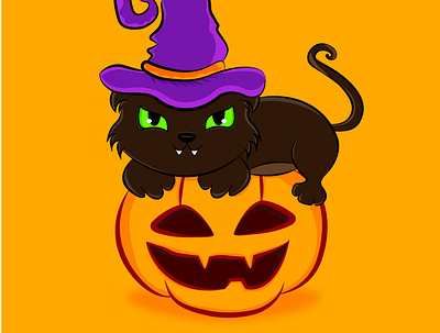 Halloween Cat / Gatuno Halloween adorable adorable lovely animal animation art arte artwork cat color colors concept creative cute cute art digitalart halloween halloween party kawaii photoshop visual design