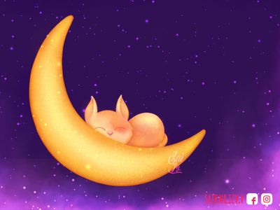 Moon cat night. Zzz by Sai Liz on Dribbble