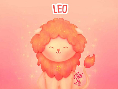 Kawaii lion - zodiac sign (Leo) adorable lovely animal artwork color concept creative cute art digitalart illustration kawaii