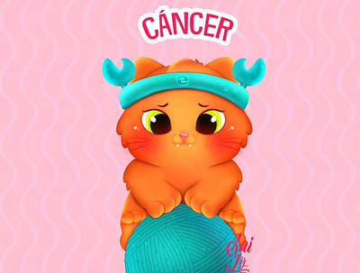 Kawaii Cancer cat - zodiac sign (Cancer) adorable adorable lovely animal arte artwork concept creative cute art digitalart kawaii