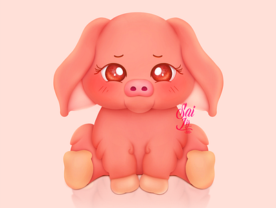 Kawaii pig adorable adorable lovely animal art artwork concept creative cute art digitalart kawaii