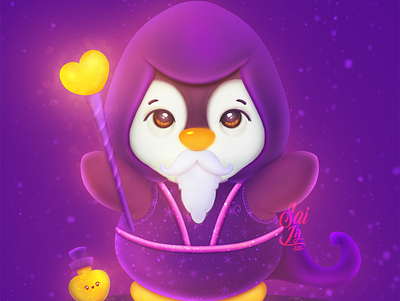 Kawaii penguin. Representing a super magician Cute Version! adorable adorable lovely animal artwork concept creative cute art digitalart illustration kawaii
