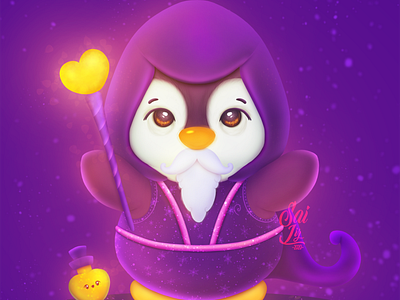 Kawaii penguin. Representing a super magician Cute Version!