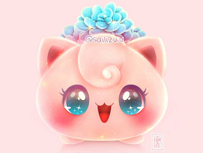 Kawaii Pokemon jigglypuff Flower Pot✨ adorable adorable lovely artwork concept creative cute art design digitalart illustration