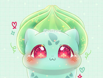 Pokémon Bulbasaur Kawaii by sailizv.v adorable adorable lovely artwork chibi concept creative cute cute art design digitalart illustration magic