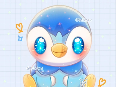 Pokemon Piplup Kawaii!! by sailizv.v adorable adorable lovely artwork concept creative cute art design digitalart illustration