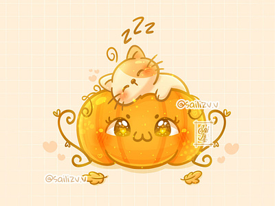 Halloween prrr Neko by sailizv.v adorable adorable lovely artwork concept creative cute cute art design digitalart illustration kawaii neko