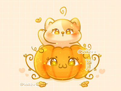 Halloween prrr Neko 2 by sailizv.v adorable adorable lovely artwork cat concept creative cute art design digitalart illustration kawaii