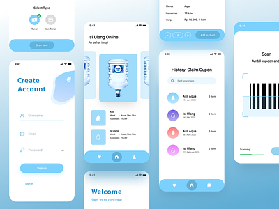 Refill water application animation app branding clean color design figma icon illustration ios mobile mobile app mockup product design sketch app typography ui ux vector water
