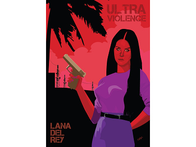 Album Cover Art of Lan Del Rey Ultraviolence adobe illustrator album art album cover digital art illustration lana del rey nepal popart pulpfiction sndpbdl ultraviolence