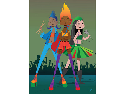 Punk Rock Goddesses adobe illustrator all girl band cartoon illustration character design digital art illustration pop art punk punk rock sndpbdl