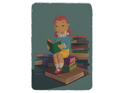 Little Bookworm book bookaholic bookworm childrens illustration cute illustration reader sndpbdl vintage