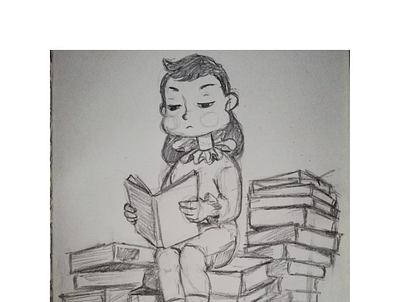 Little Bookworm (Original Sketch) bookworm brainstorm creative drawing idea pencil on paper sketch sketchbook sndpbdl