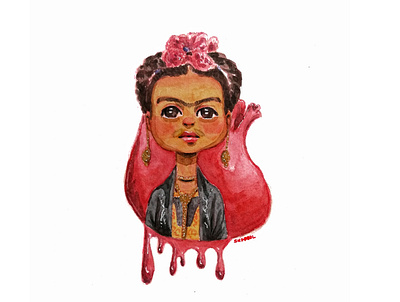 Frida Kahlo's Bleeding heart art characterdesign childrens illustration frida kahlo fridakahlo illustration kahlo mexican nepal pop culture portrait sndpbdl watercolor watercolour