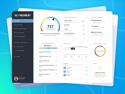 Dashboard Design Concept branding credit score dashboard design design ui ui design user interface design web app