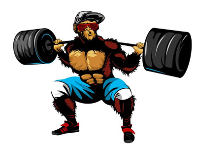 Monkey gym artwork bodybuilder gym illustration mascot monkey ui