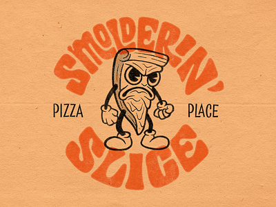 Smolderin' Slice cartoon design digitalart drawing graphicdesign illustration illustrator lettering logo photoshop pizza retro type typography