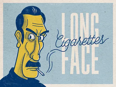 Long Face Cigarettes 1930s cartoon cartoon character cartoon illustration cartooning design digitalart digitalillustration drawing graphicdesign illustration illustrator photoshop retro retro design typography vector