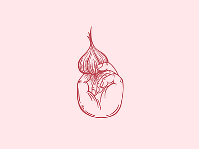 Garlic food garlic hand icon illustration logo onion symbol