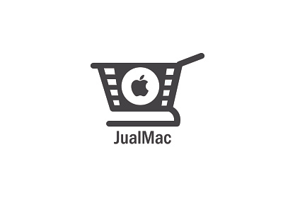 Jualmac Logo apple branding cart ecommerce icon illustration logo mac os macbook market place online shop online shopping online store seller shop shopping bag shopping cart vector