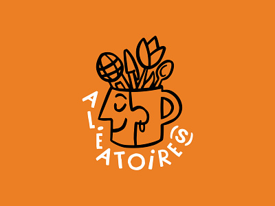 Logo Podcast Aléatoire(s) aléatoire branding coffeee face handdrawn illustration logo mug podcast procreate random shuffle