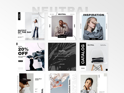 Neutral Social Media Design Exploration branding design fashion layoutdesign minimal mobile social media design typography ui ux