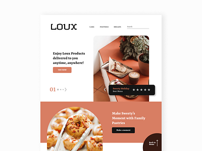 Loux Landing Page Design Explorations branding cake design figma design graphic design landing page minimal pastries ui ui ux inspirations ux web design