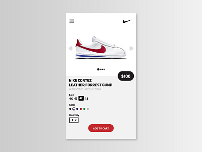Nike Product Detail Page app design flat mobile type ui ux