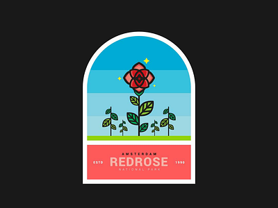 Red Rose Badge Logo badge logo flat design illustration logo design logogram