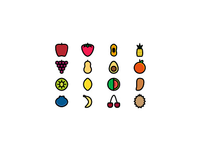 Fruits Icon Set design flat fruits and vegetables online icon icon set illustration minimal ui ux vector