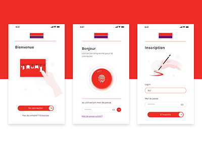 Registration Design on a Mobile App account app branding clothes design digital footprint hand illustration illustrator inscription login login form password purple red sketch subscribe touch id