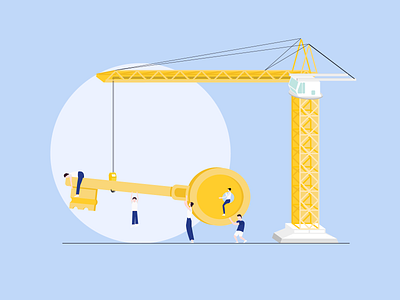 Do not climb on the crane! blue branding circle construction crane design digital illustration illustrator key men people sketch ui women