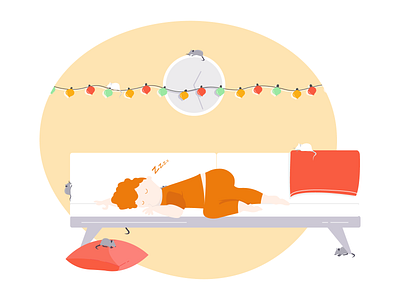 Pssst.. Do you have some cheese ? cheese child clock couch cushion digital garland hour illustration illustration design mouse nap sleep tech way