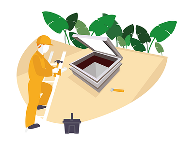 #2 Work work work work work.. design digital employee hammer illustration illustrator ladder orange plants repair roof slater spanner tech way tools velux window