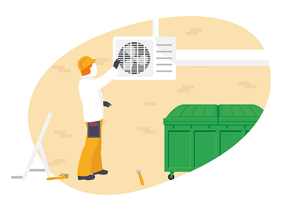 #8 Work work work work work.. air air conditioner brick wall design digital dumpster filth illustration illustrator installation orange repair sketch stool tech way tools trash ventilation